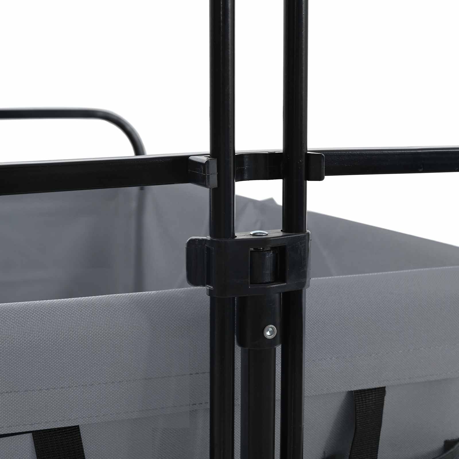 Klapp-Handwagen Grau 94 x 53 x 99 cm Oxford-Stoff mit verstellbarem Griff, stabilem Metallrahmen, leisen 360° Rädern, belastbar bis 200 kg, ideal für Transport, Umzüge, Lager, Garten