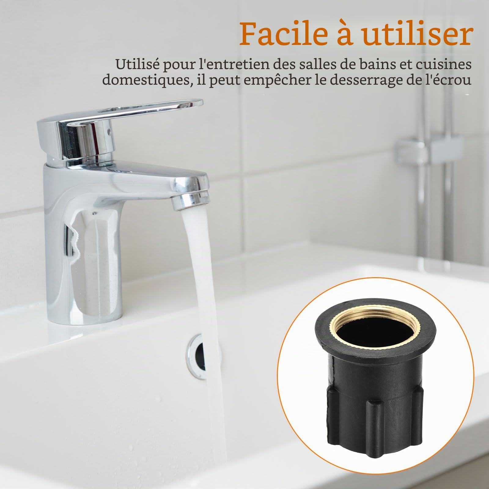 sourcing map 1 Pièce Écrou de Robinet de 3,0 cm (1,18 Pouce) Base Fixe, Écrou de Fixation en Plastique Attache de Robinet, Assemblage de Robinet Fixe pour Cuisine, Noir