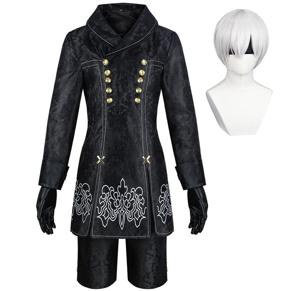 Zhongkaihua Gra Postać Automata 9S Cosplay Kostium Pełne Zestawy Yorha 9S Cosplay Czarny Jednolity Zestaw dla Dorosłych Unisex Halloween Gra Role Play Strój