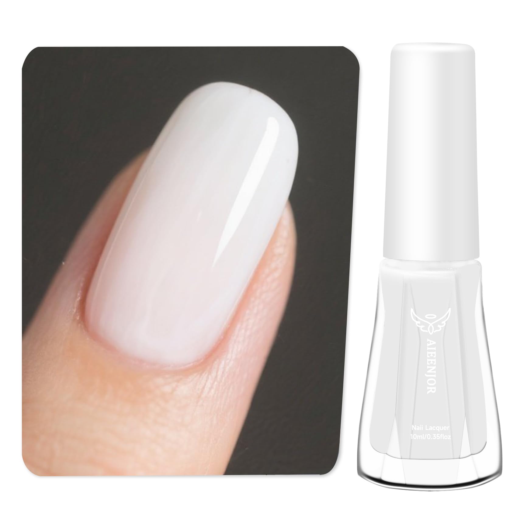 Aieenjor Smalto bianco lattiginoso Unghie, bianco latte, senza UV, 10 ml