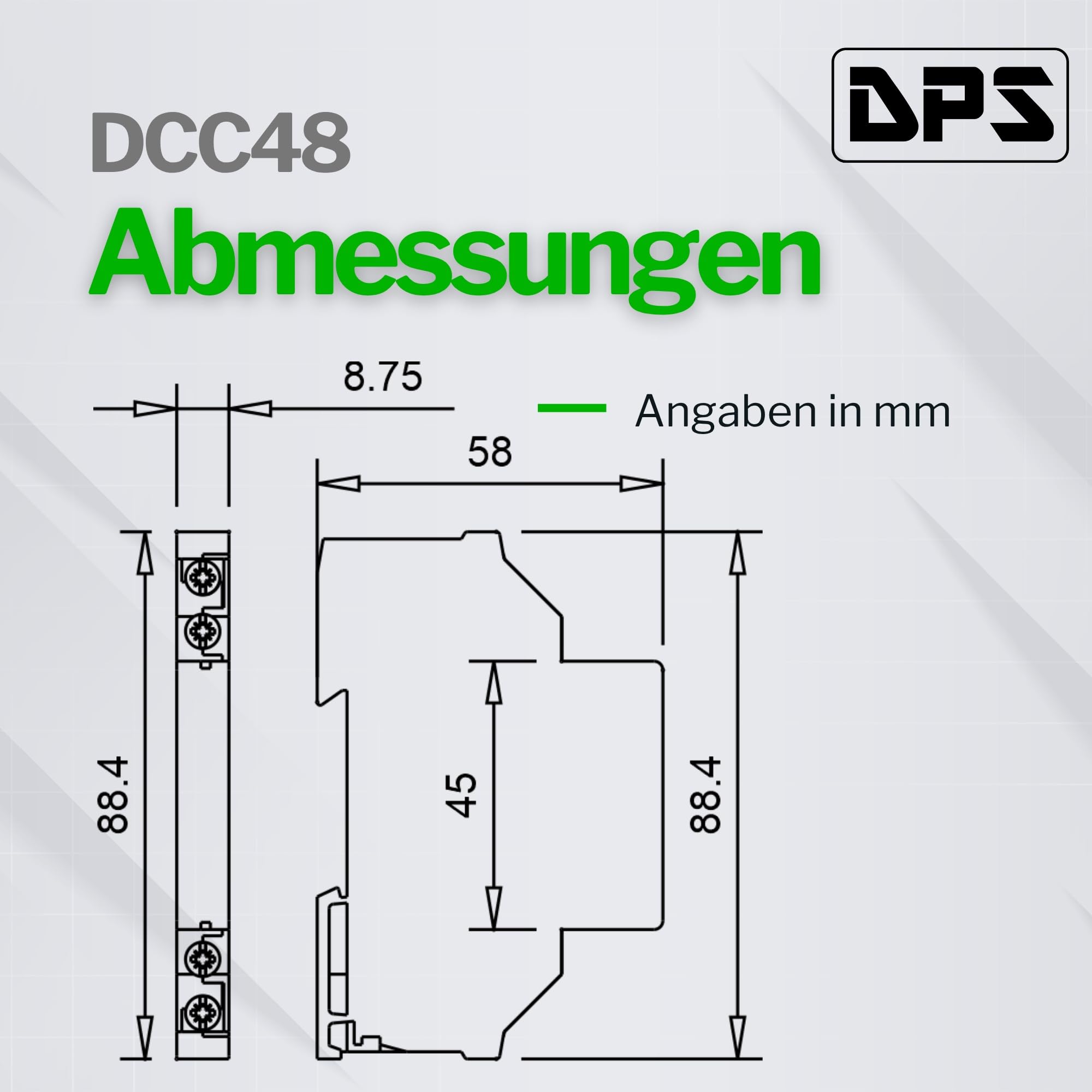 DPS - Convertitore DC 12Vout 1A 48Vin DIN Rail ultra sottile 8,8 mm Buck Step Down (DCC4812)
