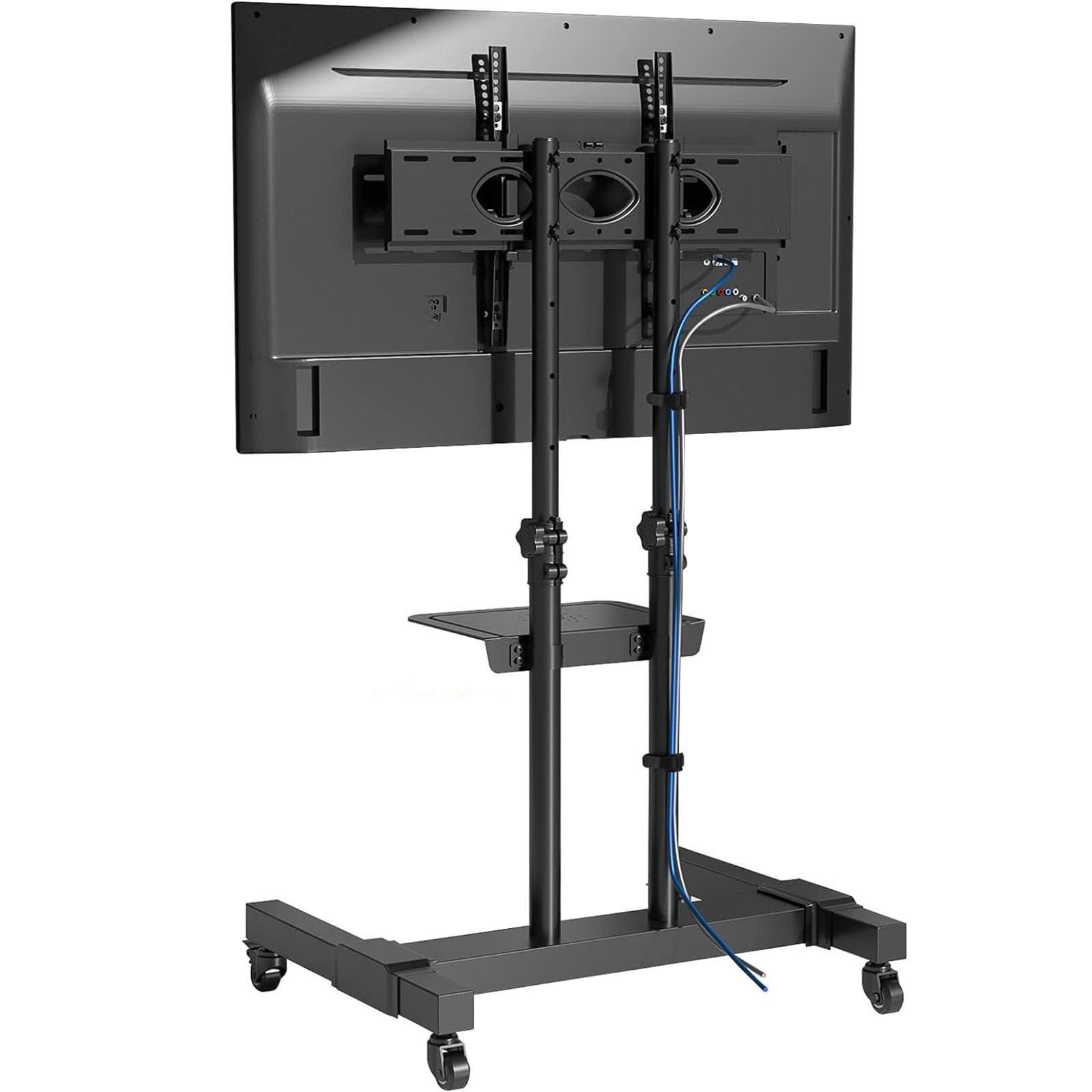 HPTHLY Portable Tv Floor Stand - Mobile Tv Cart Stand With Wheels, Height Adjustable Tv Cart, Rolling Tv Trolley, For Most 32"-80" Flat Curved Tvs, Max Hole Spacing 600X400Mm