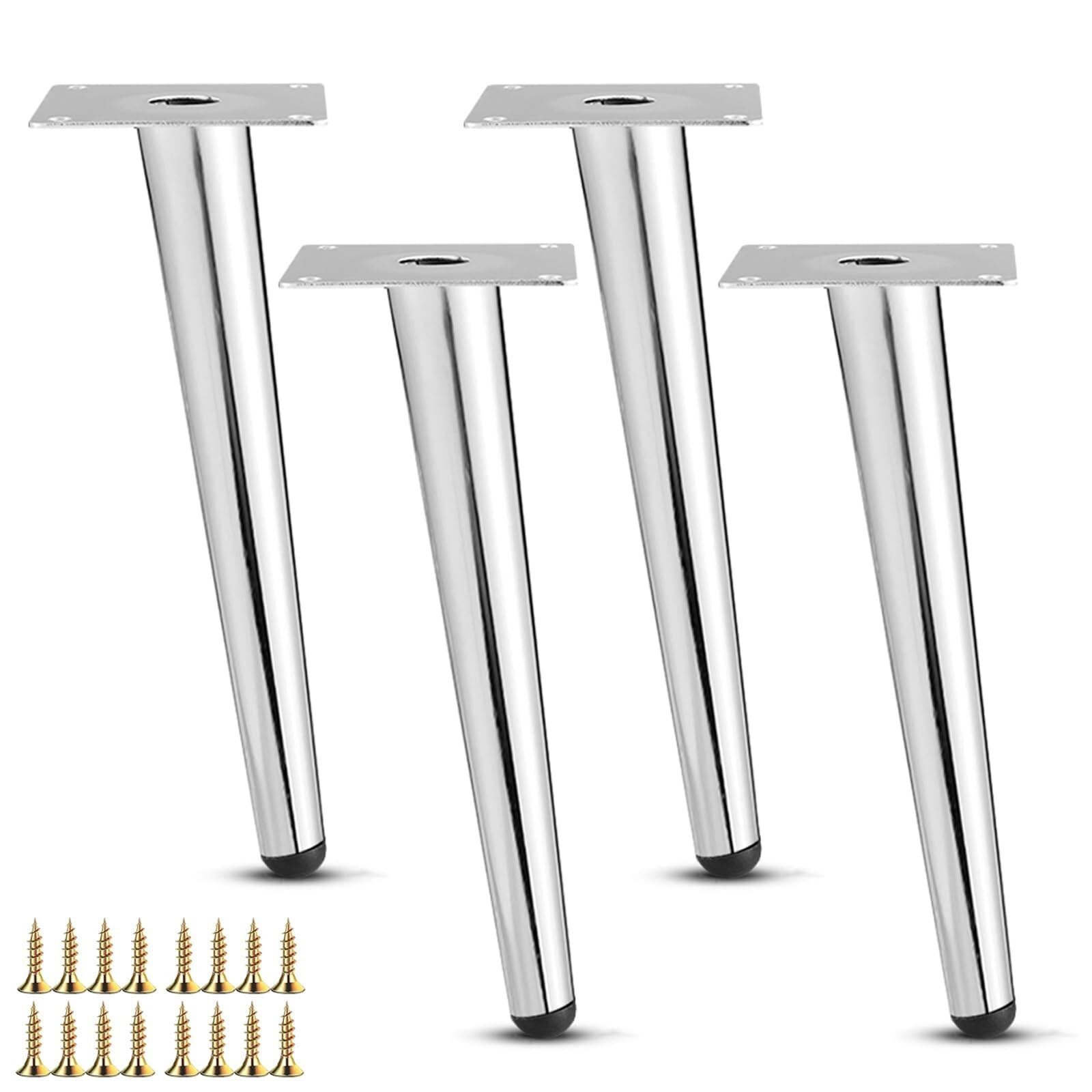 UYHBCNQD Silver Furniture Legs Set 4Pcs Replacement Legs Cone Support Legs Conical Furniture Foot Metal Cabinets Legs Dresser Extenders(Oblique,25cm)
