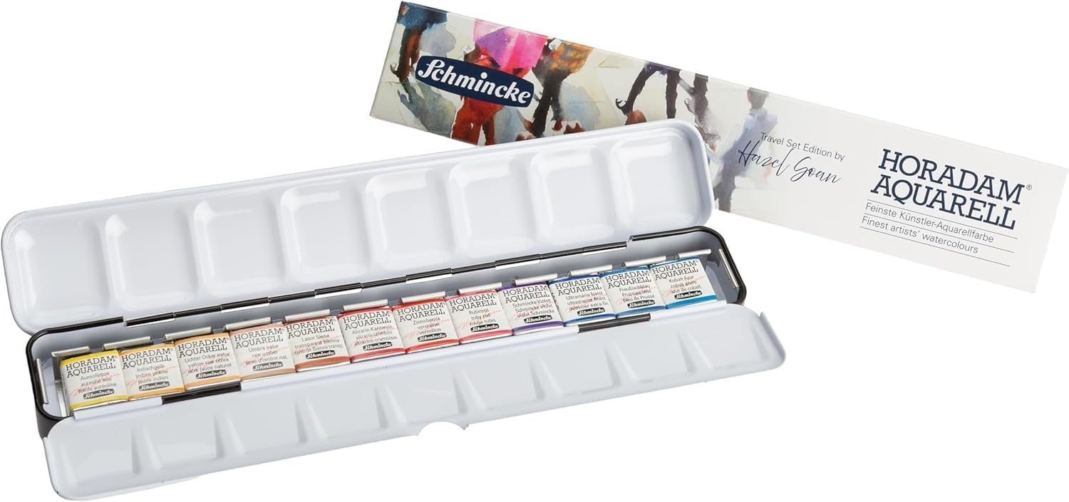 Schmincke Aquarelle Horodam Boîte de 12 aquarelles, HORADAM - Set de Peinture Aquarelle,Sélection Classic