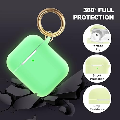 Miniatura 3 de MOLOPPO Funda para AirPods, funda protectora de silicona suave con llavero para mujeres y hombres, compatible con Apple AirPods de segunda