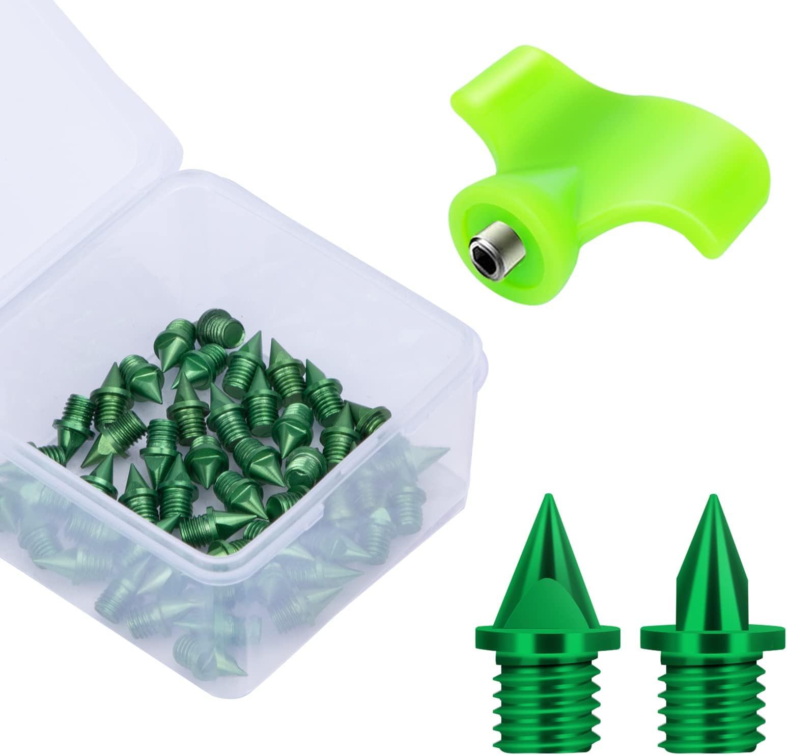 Carbon Steel Track Spikes, 50 Pcs 1/4 Inch Lighter Weight Spikes for Track, 0.47 Grams Spikes with Spike Wrench, Replacement Spikes for Track and Field Sprinting or Cross Country