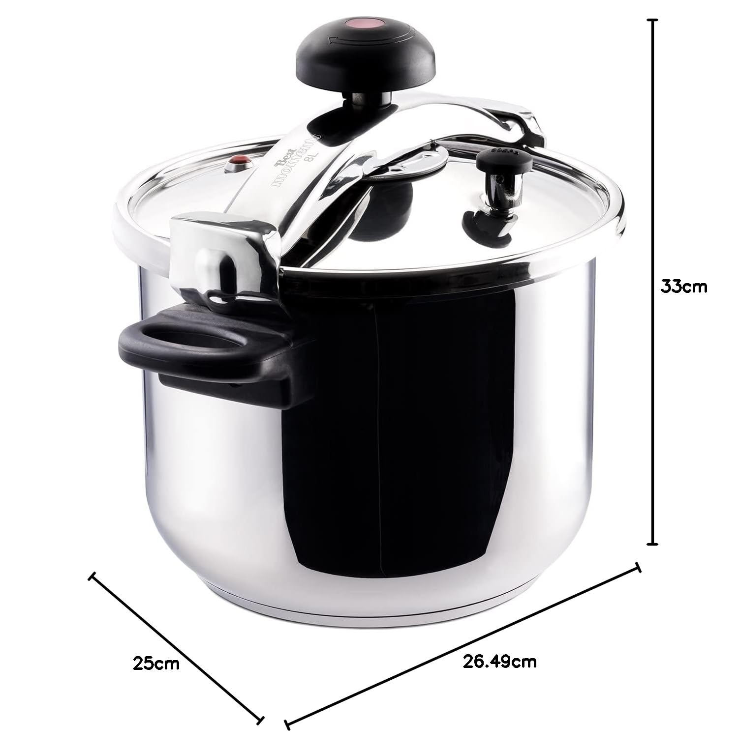Taurus Classic Moments 8L - Pentola a pressione, capacità 8L, valvola di regolazione della pressione, tocco freddo, per tutti i fornelli, lavabile in lavastoviglie, chiusura con manopola girevole