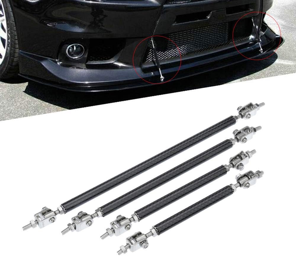 One Pair Adjustable Front Bumper Lip Splitter Strut Tie Bar Strut Rod 200mm,Carbon Fiber
