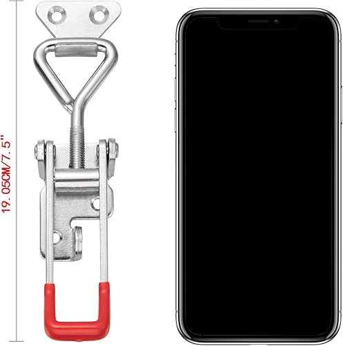 Miniatura 2 de Accessbuy 4003 2 cerrojos de acero con traba, clip de prensa con traba de metal para caja de herramientas, cajuelas, cajas, armarios para 660 libras