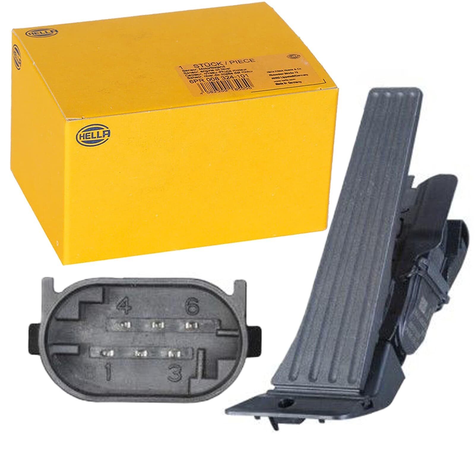 HELLA 6PV 010 946-281 Sensor, posición pedal - para vehic. dirección izquierda - 6polos - Caja de cambios manual