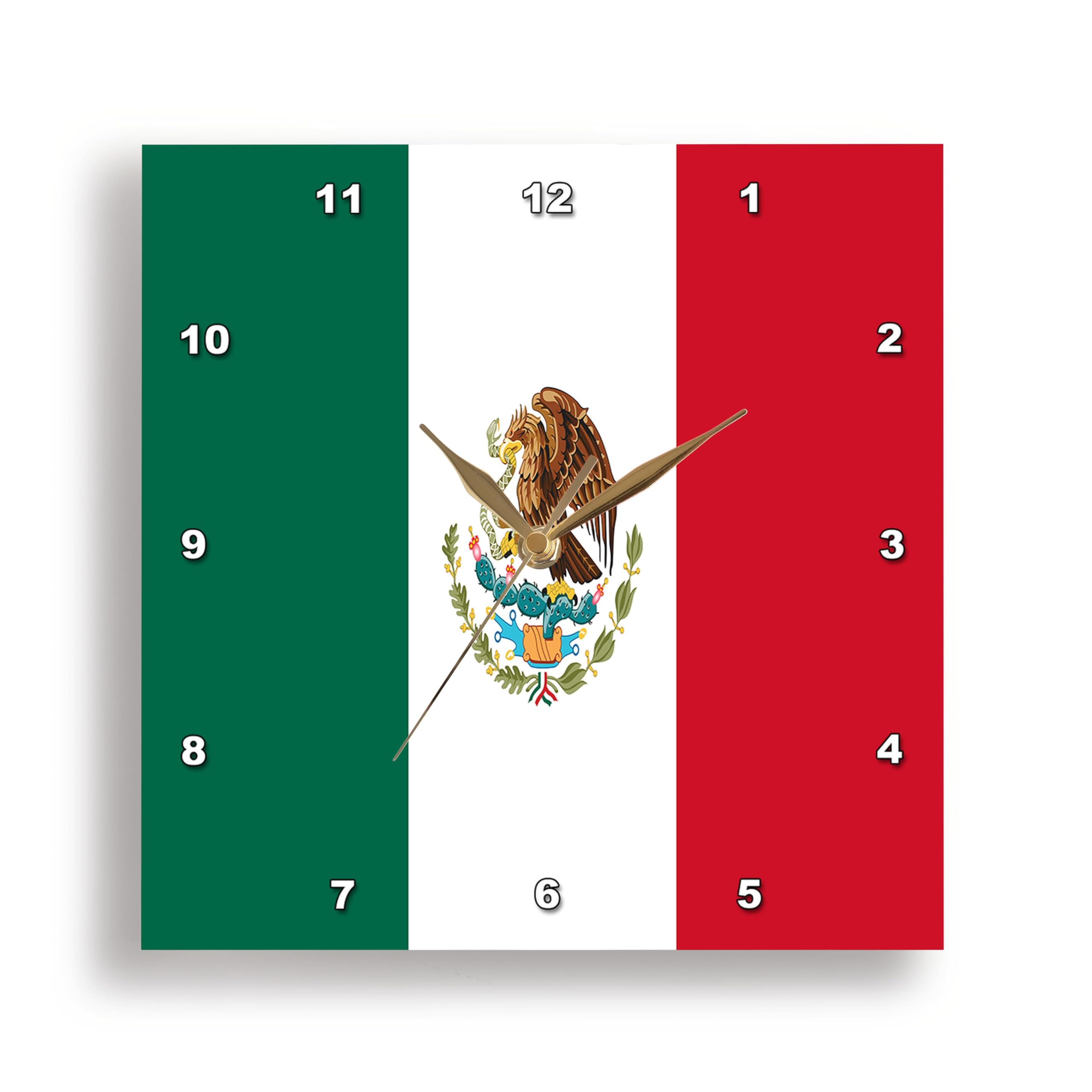 3dRose Wall Clock Silent - 15 inch - Traditional Flag of Mexico - Flags - Flag of Mexico