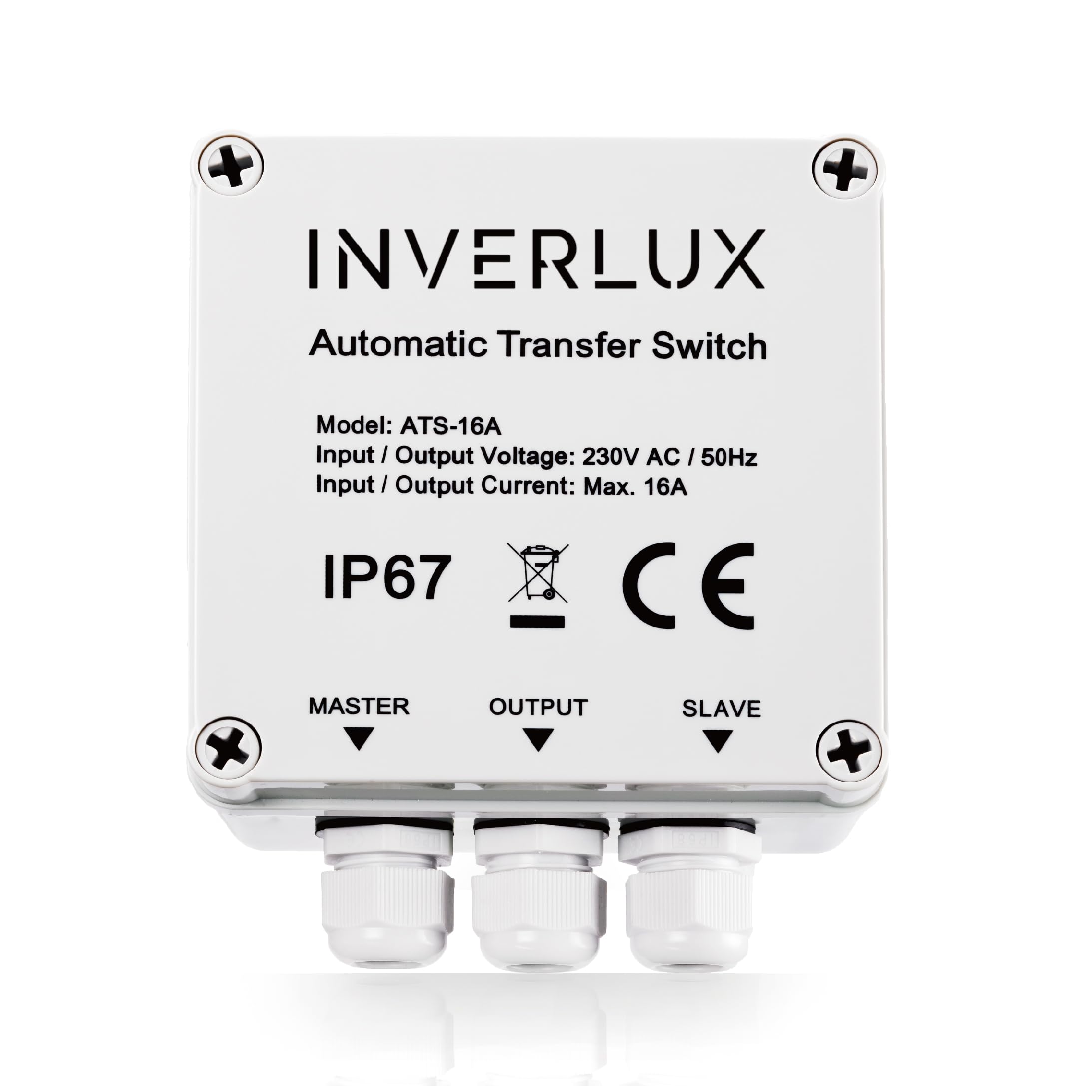 AC 230V 16A Automatic Transfer Switch, IP67 Waterproof ATS for Inverter & Main Power, Compact Auto Transfer Switch for Boats, RVs, and Motorhomes –
