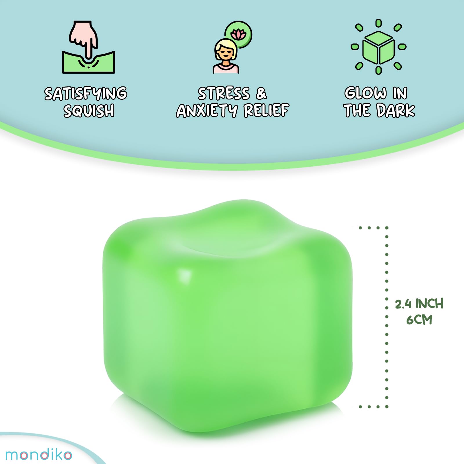 Bounceback Cube, Stress Toy, Soft Non-Toxic Silicone Fidget Cube for Stress & Anxiety Relief - Image 2