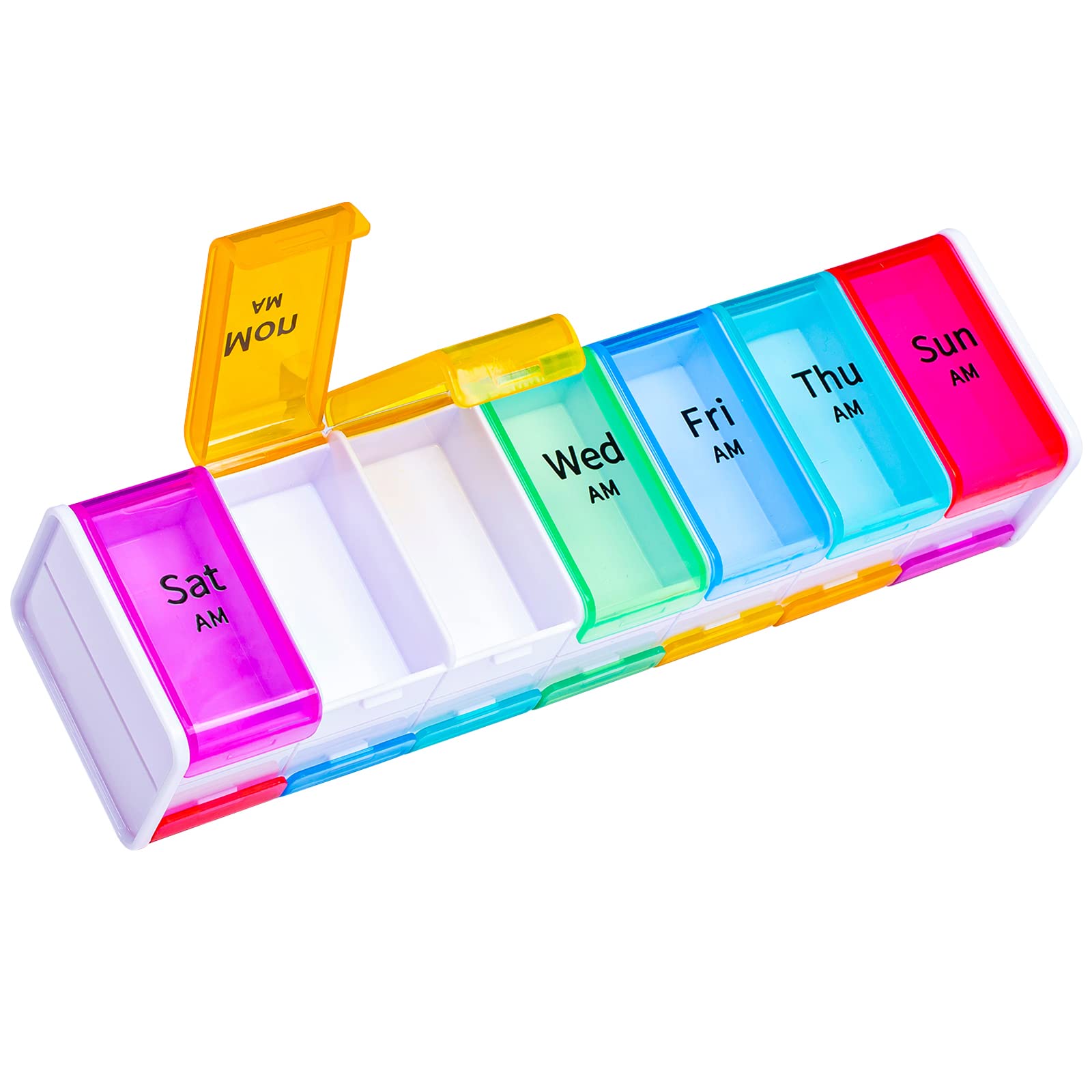 White Extra Large Pill Organizer 2 Times a Day, XXL Pill Box 7 Day, Big Weekly Pill Box Organizer, Huge AM PM Pill Case, Giant Daily Pill Container with 14 XL Compartment for All Meds(Double-Sided)