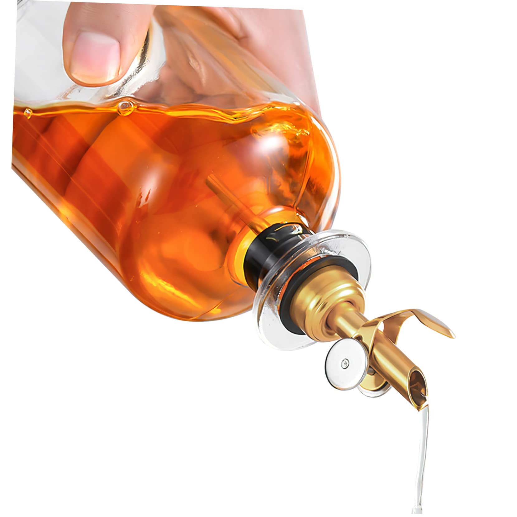 Botella Dispensadora de Aceite Automática de Vidrio 350ml, 2 Piezas | Tapa Dorada, Acero Inoxidable, Control de Aceite Apertura Automática, Formato para Cocina y Mesa