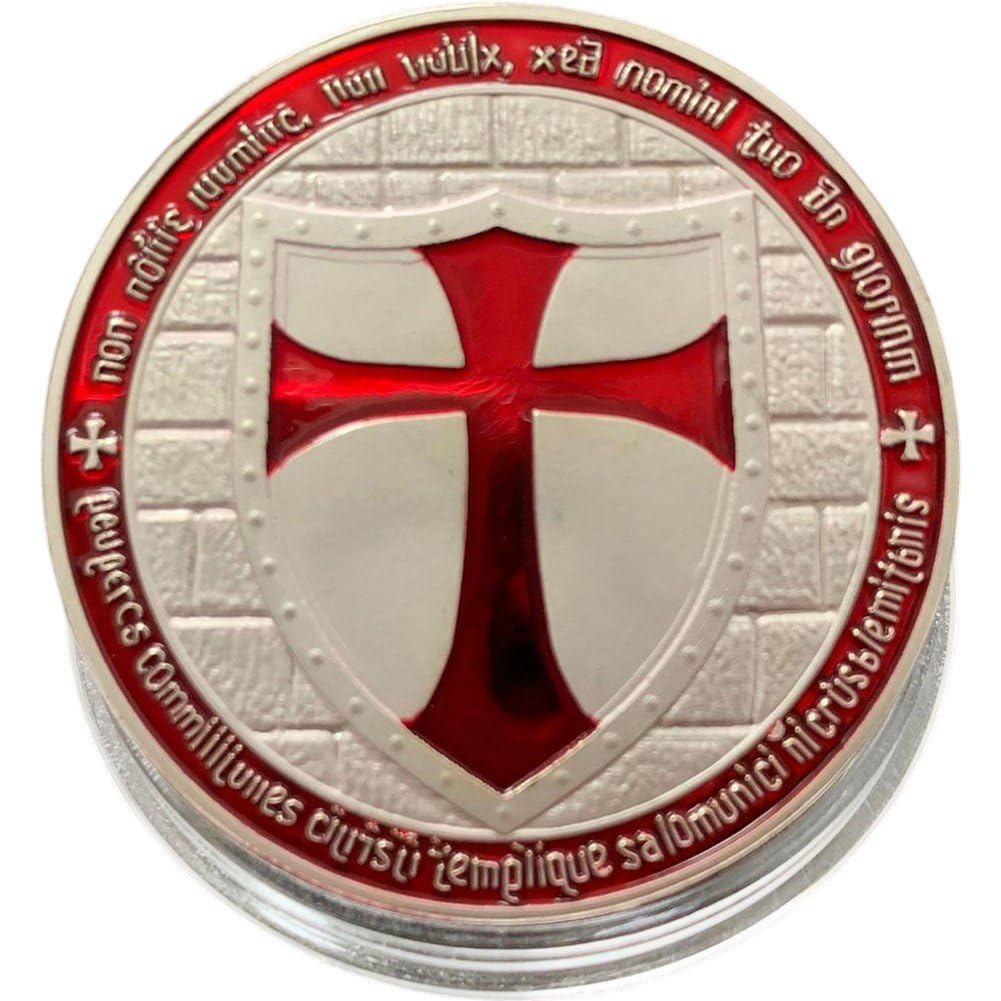 Baokuan Knight Templar Coins Cross Religious Coin Pocket Prayer Token Jesus Coins for Woman Man Challenge Token