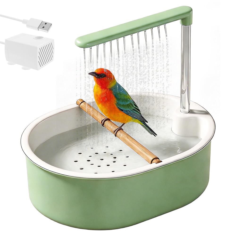 Ducha para pájaros, periquitos, ducha automática para pájaros con cascada y grifo de circulación, bañera para periquitos, periquitos, africanos, guacamayos