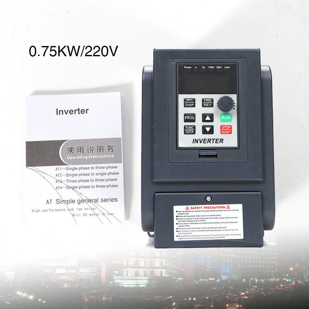 0.75kW 5A Frequenzumrichter VFD Digital Frequenzumformer, Variable Frequenzantrieb, 1 Phase Drehzahlregler