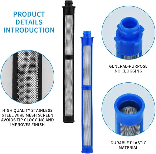 Miniatura 3 de Filtro de pistola pulverizadora sin aire 287033 y 287032 para Graco Contractor II y FTx II, látex 100 malla 6 paquetes y látex 60 paquetes de malla