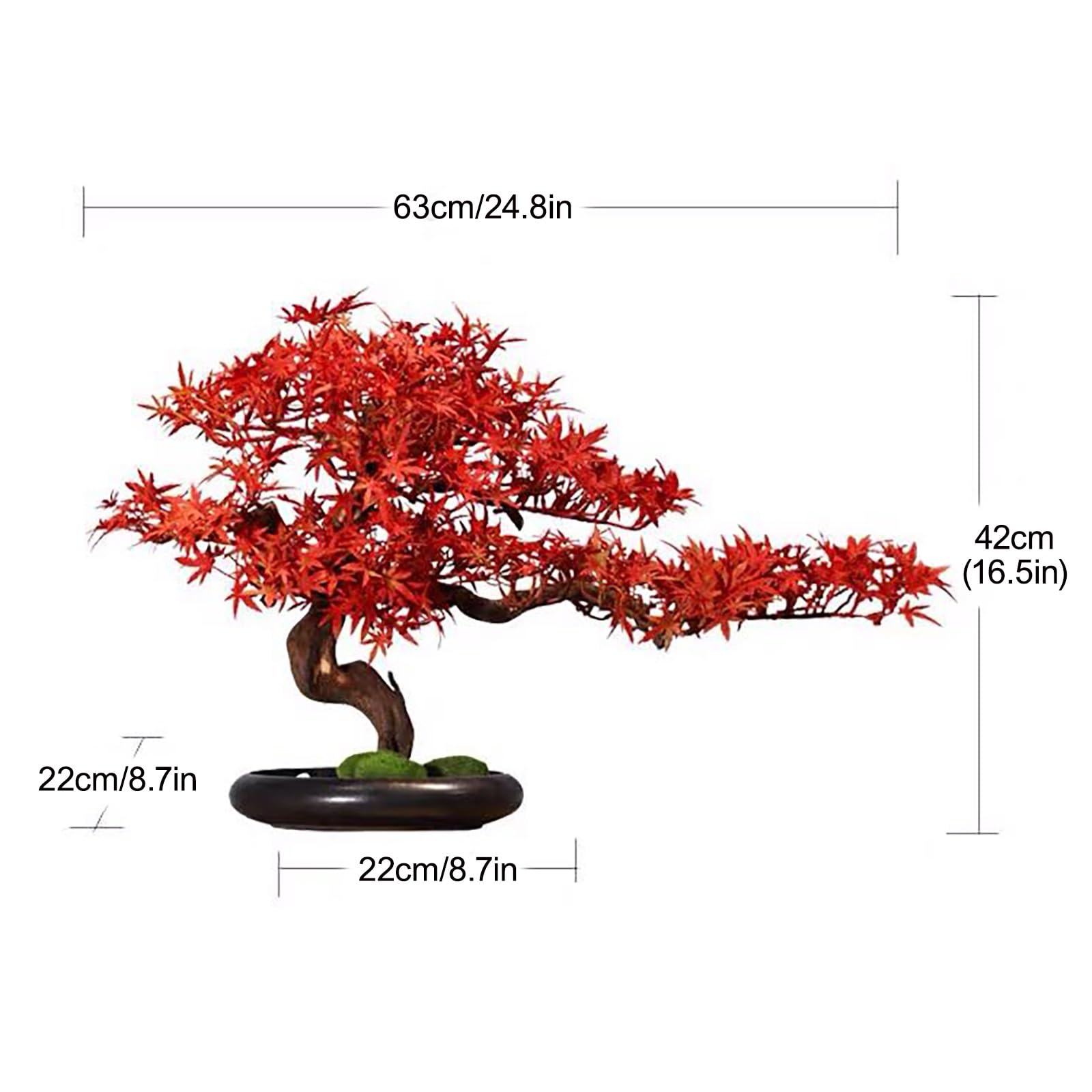 Ahorn Ahornbaum Kunstpflanze Künstliche Pflanze Künstlicher Bonsai-Baum, für Indoor/Outdoor Home Office Schreibtisch Dekoration(Red-R)