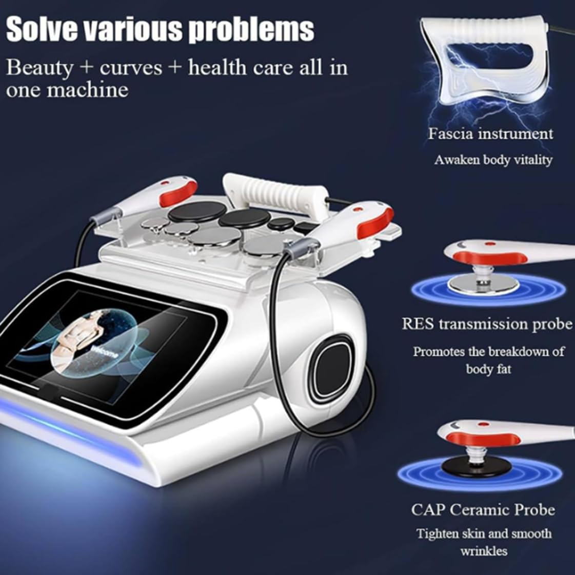 Terapia Tecar Portatile a 448 KHz per Cure Profonde, Dispositivo per la rimozione del Grasso con Touch Screen, Macchina Portatile per diatermia RET CET per Dimagrimento, Sollievo dal Dolore