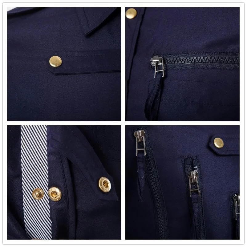 Mens Multiple Zipper Wears Metal Button Up Shirts Steampunk Coat Long Sleeve Gothic Punk Men Cargo Work Shirt4