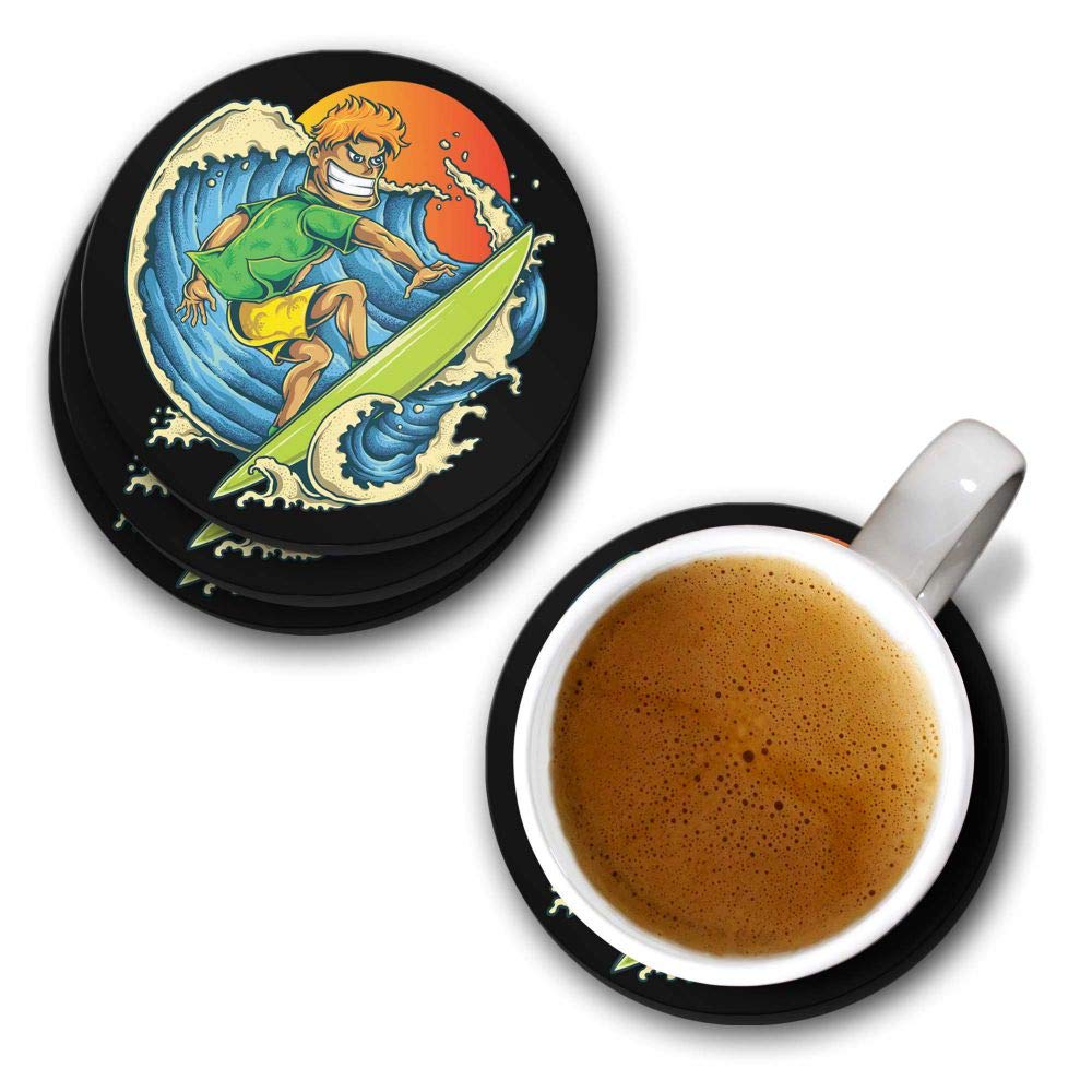 YuBingo Pro Surfer Designer Printed Coasters (MDF Wooden, Set of 6, 9.5 Cm Diameter, Round)