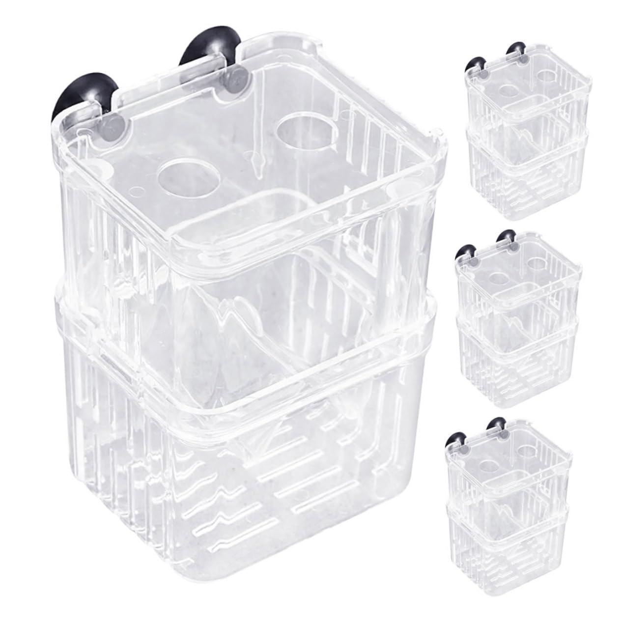 Hohopeti 4 Divisores De Capas Transparentes para Incubación De Desove De Guppy Doble Taza para Cría De Peces Pequeños De Agua Bettas Camarones Separador De Red De Cría