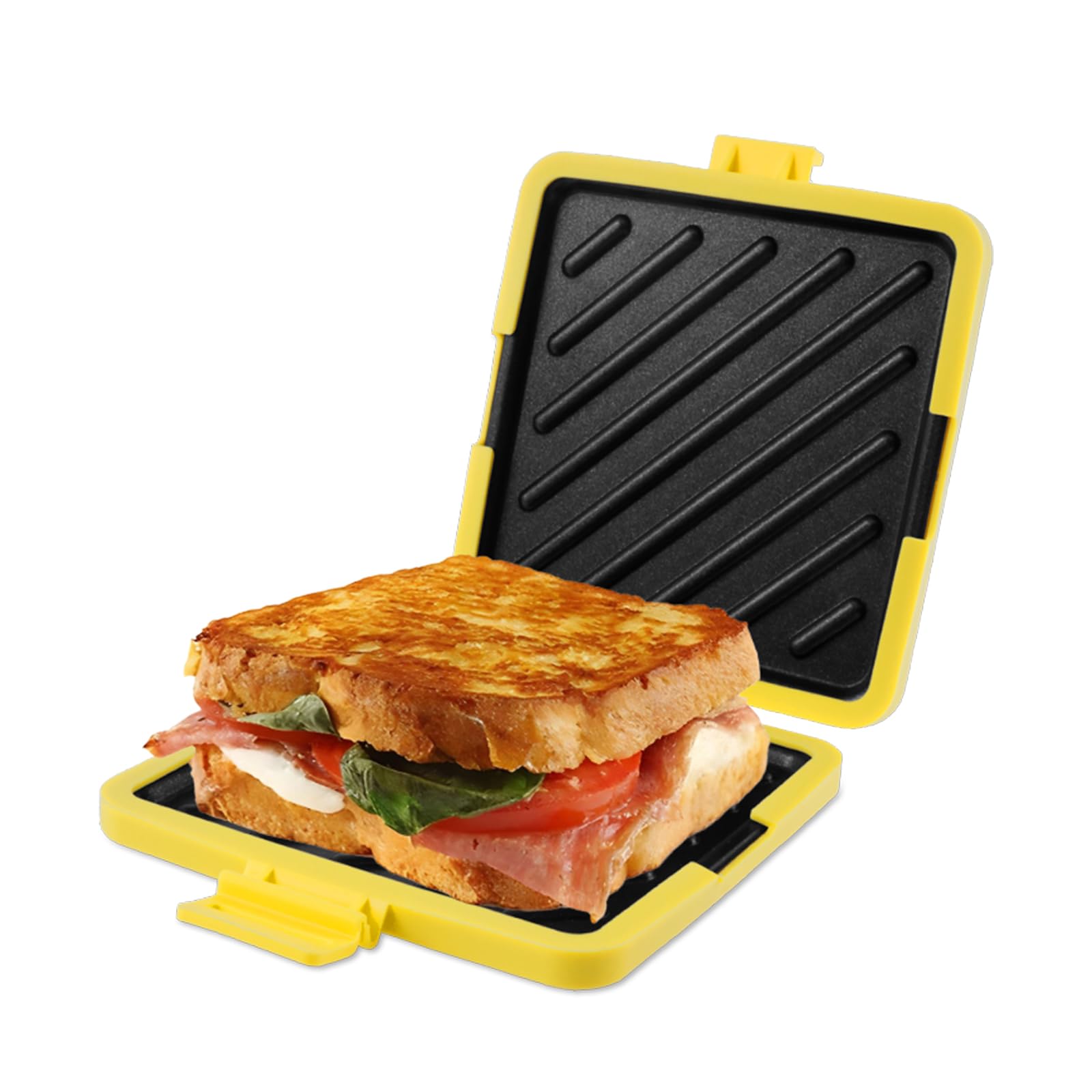 PATNFR Microwave Toastie Sandwich Maker Microwave Wireless Toastie Maker Heatwave Technology Sandwich Toaster Nonstick Plate for Cooking Delicious Crispy Sandwiches(Yellow)