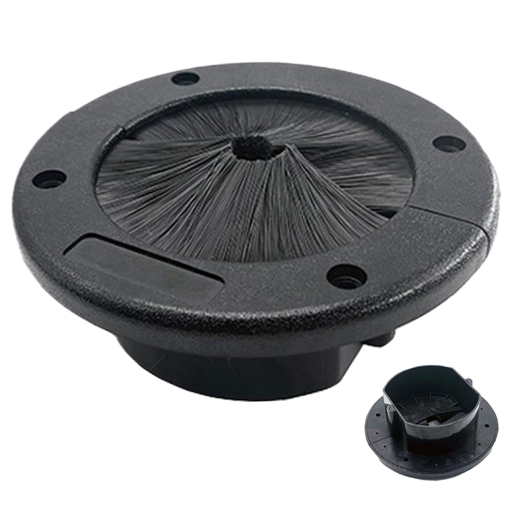 Pastoralist Black Single Gang Brush |Cable Pass Through Wall Plate, 4" Round Cable Wall Plate, Flame Retardant Wall Grommets For Cables, Safe Wall Cable Pass Through, Raised Floor Airflow Management