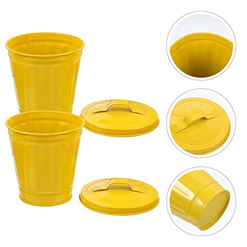 Miniatura 5 de Cubo de compost, 2 cubos de basura galvanizados, mini bote de basura con tapa, papelera para encimera, papelera, papelera, papelera, soporte para