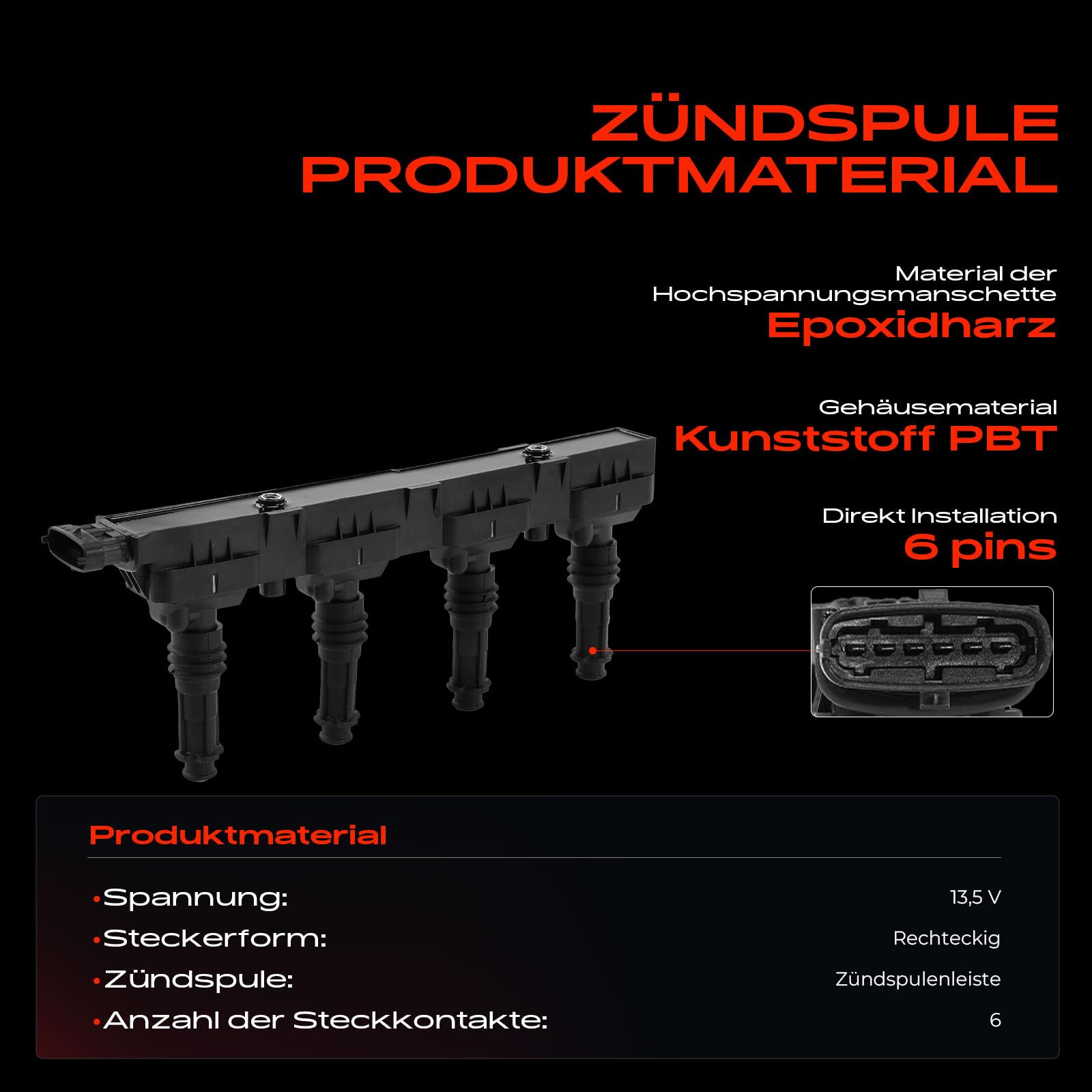 Frankberg Bobina di accensione Modulo di accensione Benzina Compatibile con Corsa D S07 1.2L Corsa D S07 1.4L Astra H Caravan A04 1.4L Meriva X03 1.4L Astra H A04 1.4L Replace# 1208020