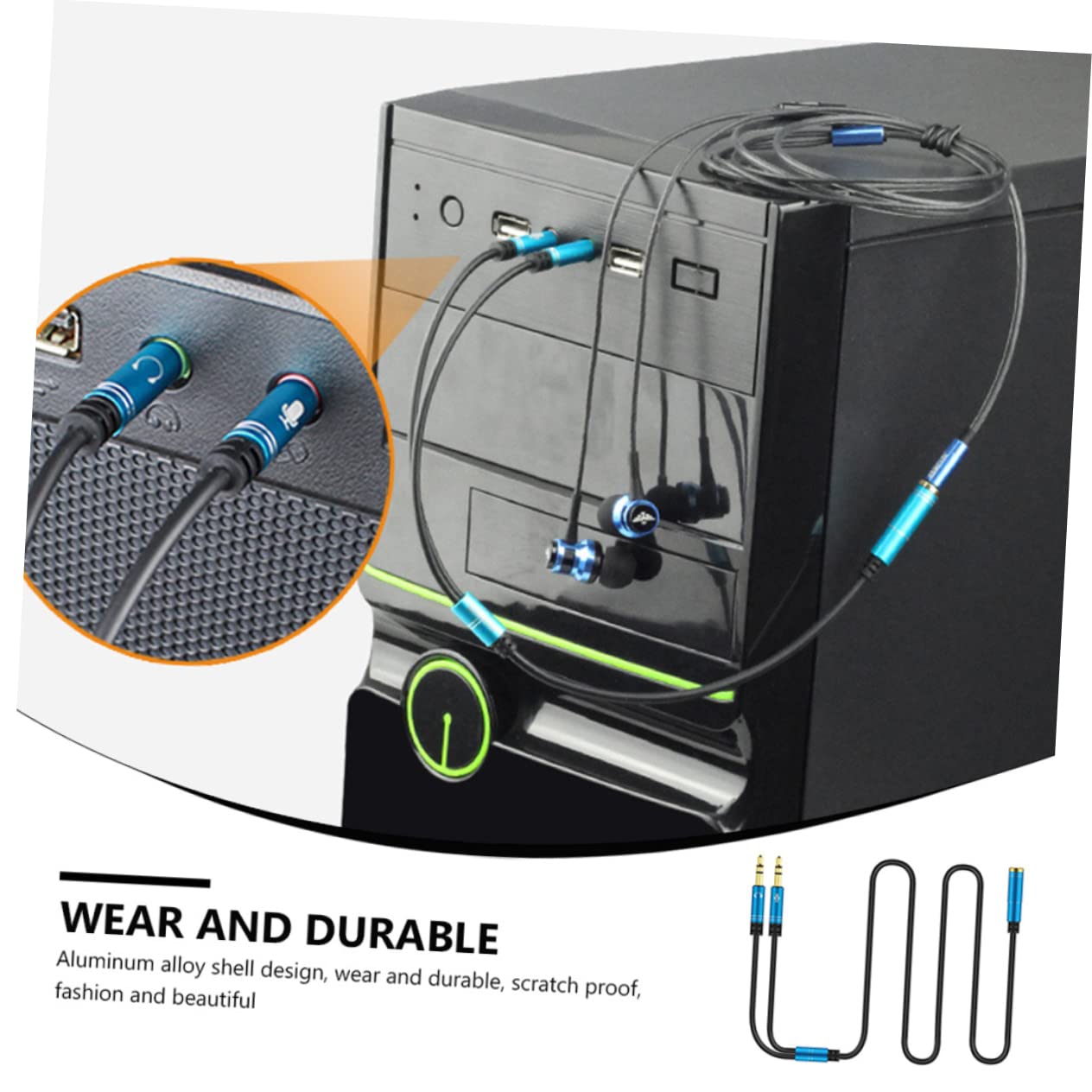 jojofuny 8piezas Cable Divisor De Audio y Micrófono Adaptador para Auriculares Pc Compatible Dispositivos De Doble Entrada