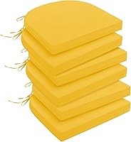 Vista 89 de downluxe - Cojín para asiento, redondo, impermeable, para exteriores e interiores, para patio o jardín, 43 x 41 x 5 cm, amarillo, paquete de 4