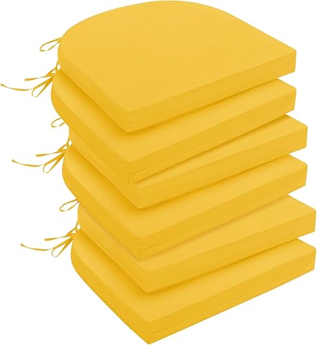 Miniatura 89 de downluxe - Cojín para asiento, redondo, impermeable, para exteriores e interiores, para patio o jardín, 43 x 41 x 5 cm, amarillo, paquete de 4