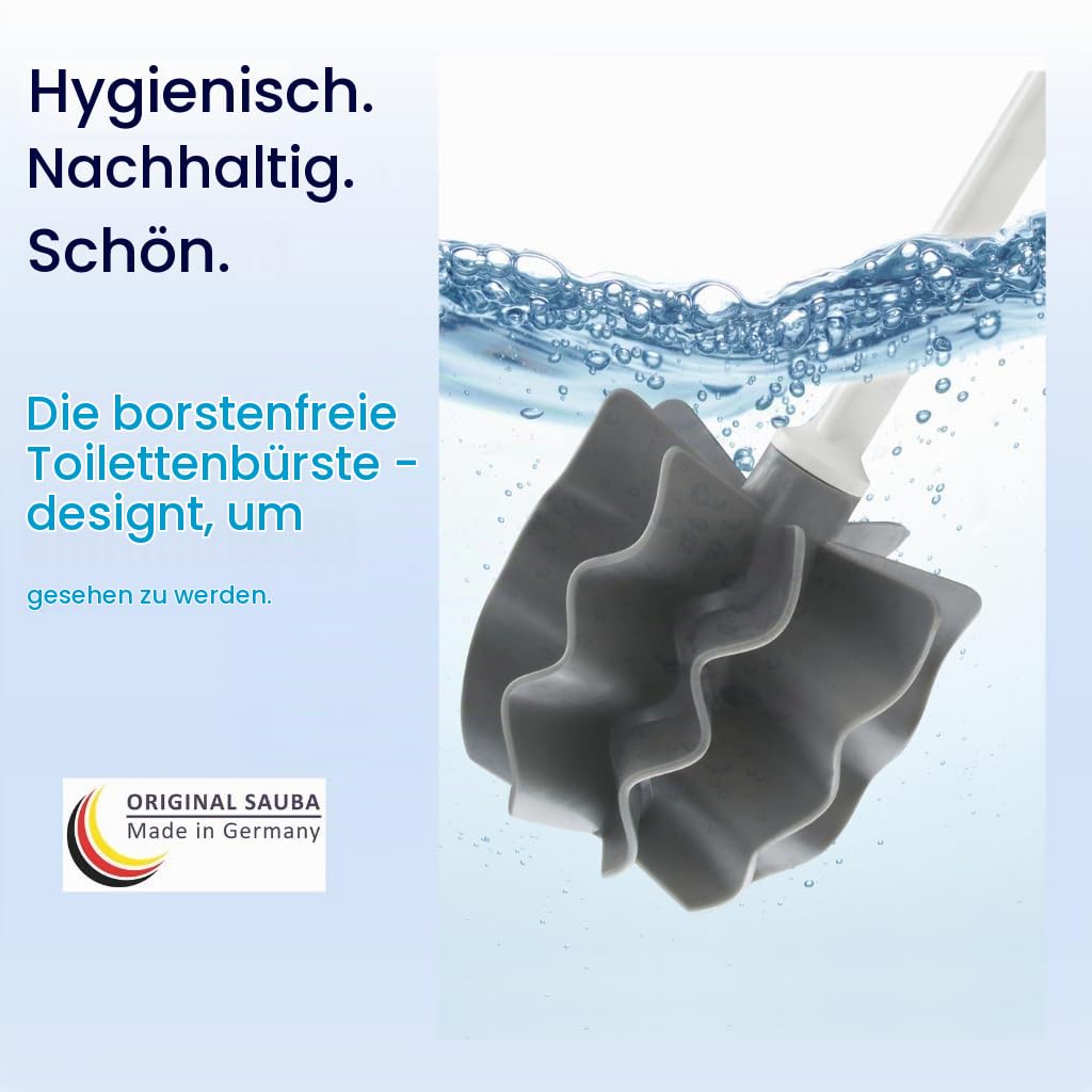 Toilettenbürste LOOWY Woodline Kunststofftopf dunkelgrau | Set mit Toilettenbürstenhalter und zusätzlichem Ersatzkopf | Klobürste Holz mit Halterung für WC & Bad | hygiensich & reinigungsstark