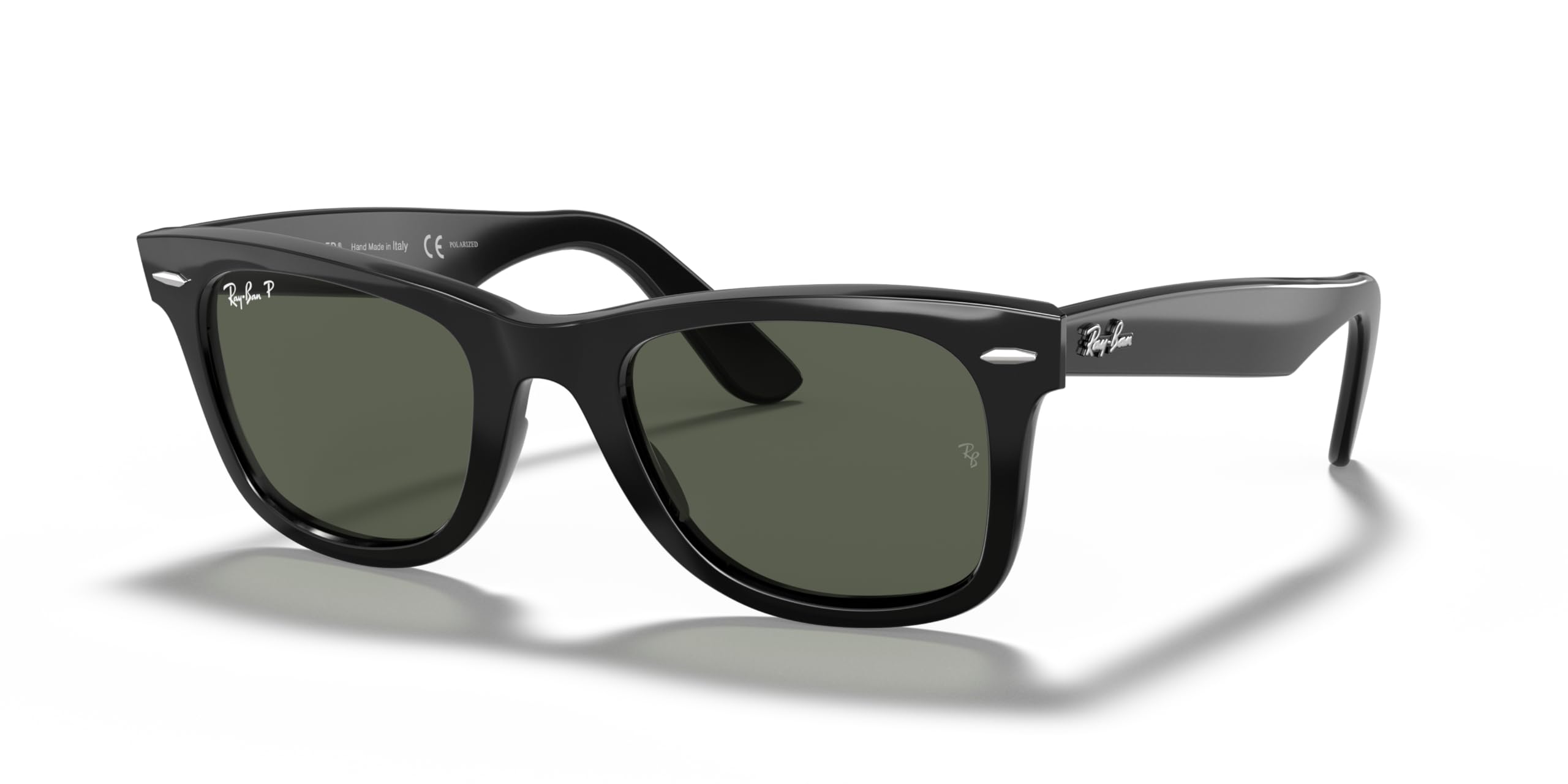 Photo 1 of Ray-Ban Unisex RB2140F Original Wayfarer Low Bridge Fit Square Sunglasses, Black/G-15 Green Polarized, 52 mm