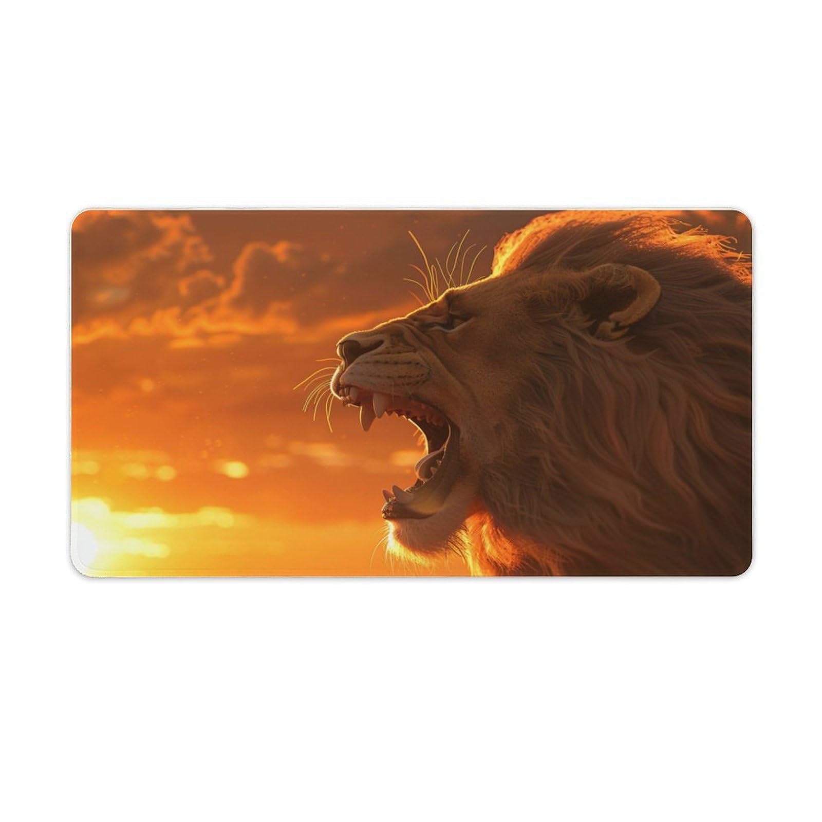 Large Mouse Pad Roaring Lion Orange Sunset Sky Background Desk Mat Computer Accessories Gaming Office Organizers Supplies Decor