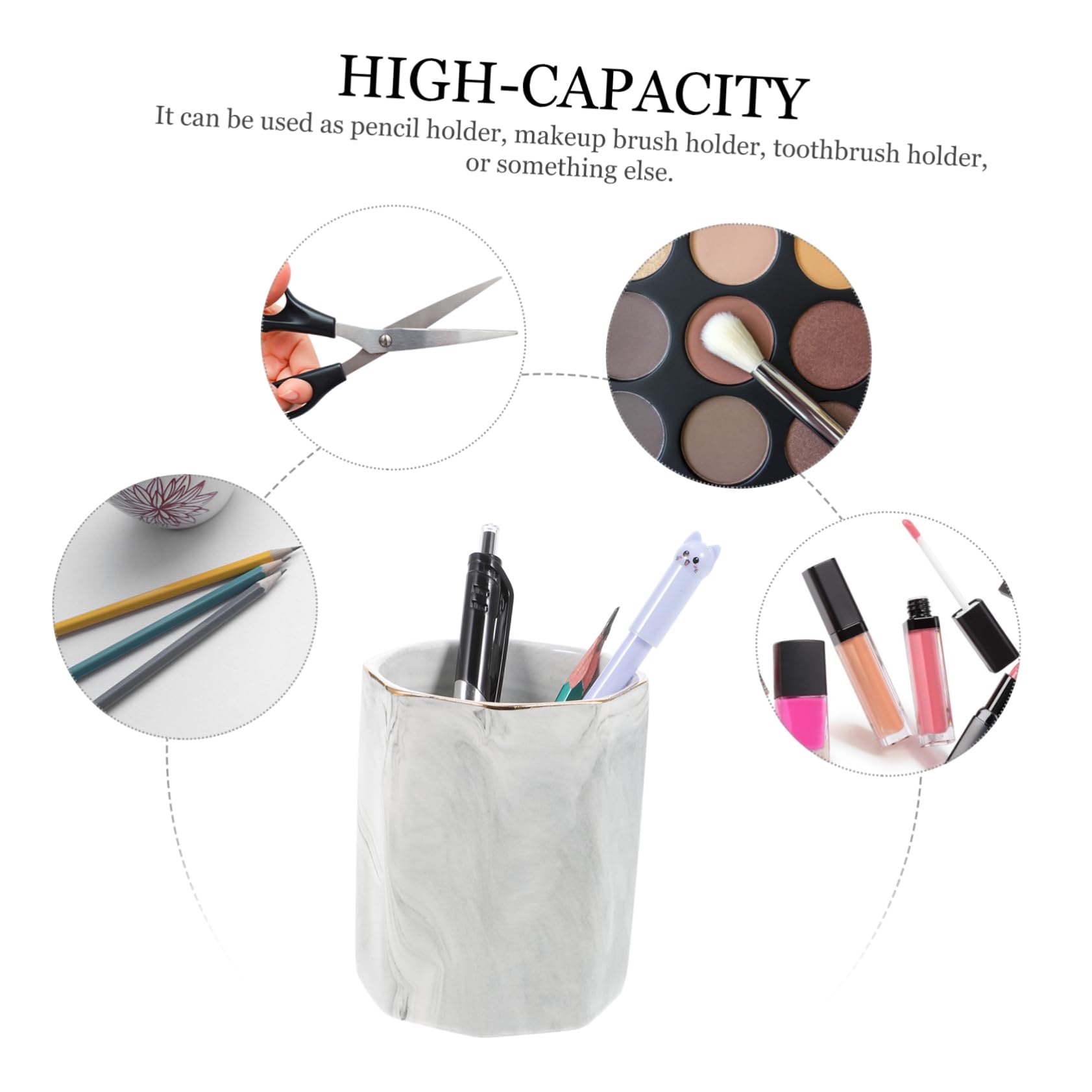 Tofficu 5 Pièces Seau de papeterie hexagonal porte-balais tasse à stylo Pot à crayons hexagonal Pot à crayons multifonctionnel porte-stylo de bureau pots à stylos pour bureau céramique