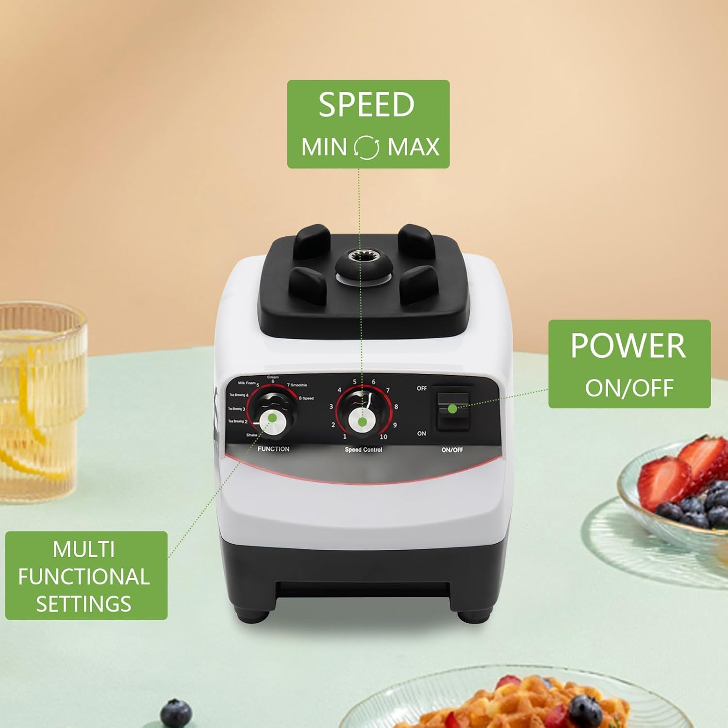 Máquina De Té De Burbujas De 1800 W, 1200 Ml, 30000 RPM, Batidora Multifunción con Capacidad para 4 Tazas Y 10 Velocidades, Batidora De Sobremesa para El Hogar, Tiendas De Té con Leche,