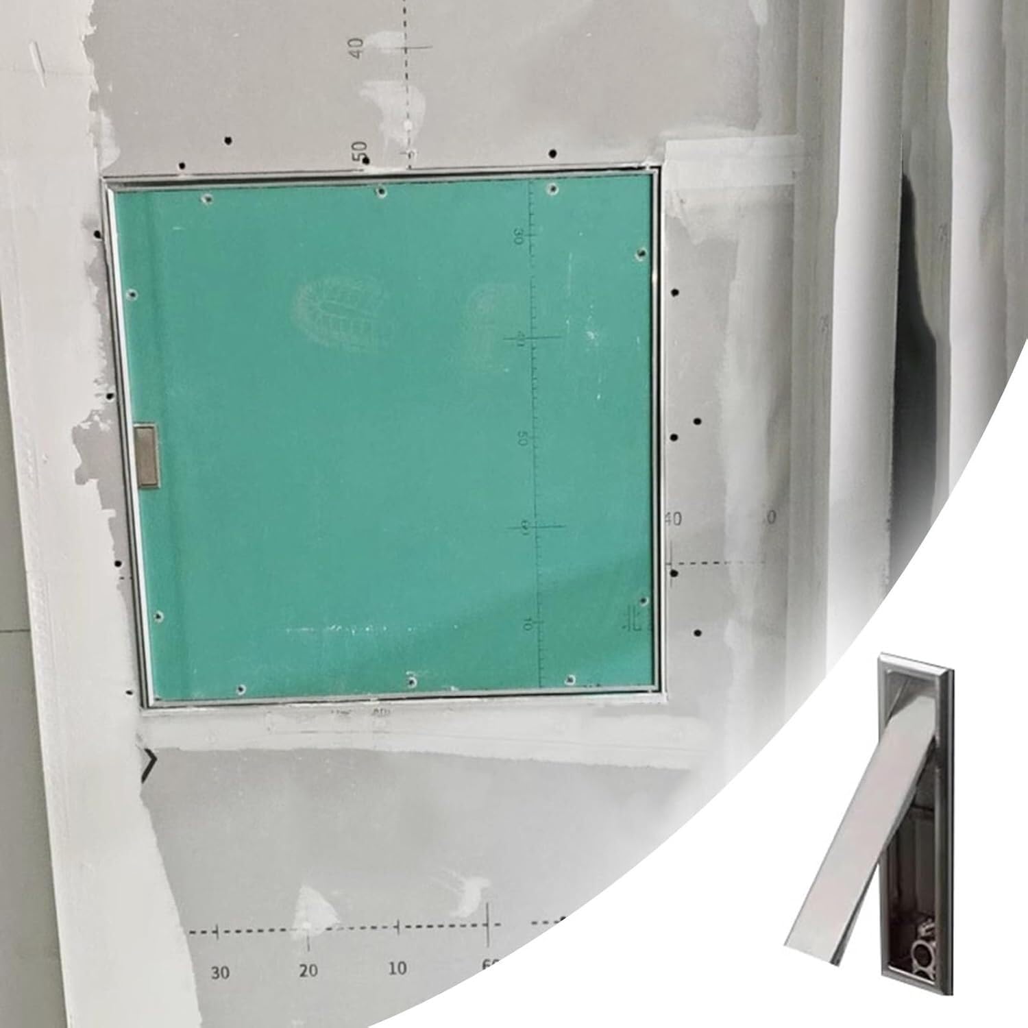 Kjobdwz Wxh Steel Access Panel Flush Mount Access Door Panel With Handle & Metal Frame，Easy Open Access Hatch Inspection Plate(500X500mm/19.7X19.7in)