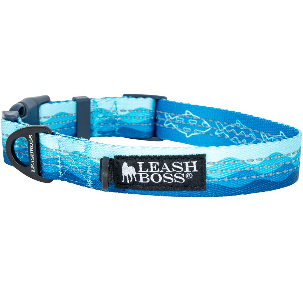 Leash Boss Patterned Reflective Dog Collar, Pattern Collection, Colorful Dog Collar with Triple Reflection Threads for Small, Medium and Large Dogs (
