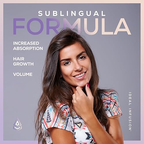 Miniatura 4 de Ideal Infusion B-Bomb Lush Biotin Liquid Spray: Vainilla de lavanda orgánica - 5000mcg, vitamina para el crecimiento del cabello para grosor y