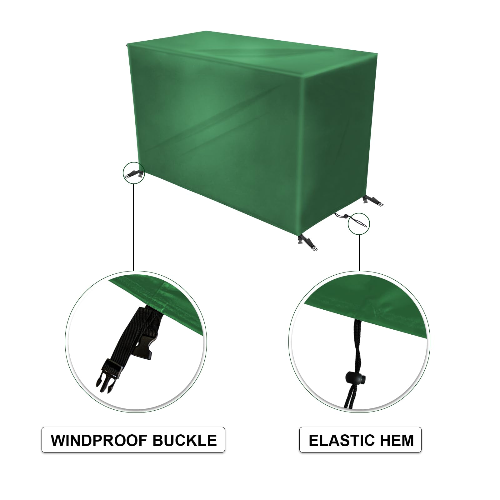Copertura per mobili da esterno 200 x 160 x 100 cm, impermeabile, in tessuto Oxford 420D, antivento, protezione da giardino per divano in rattan, rettangolare, verde