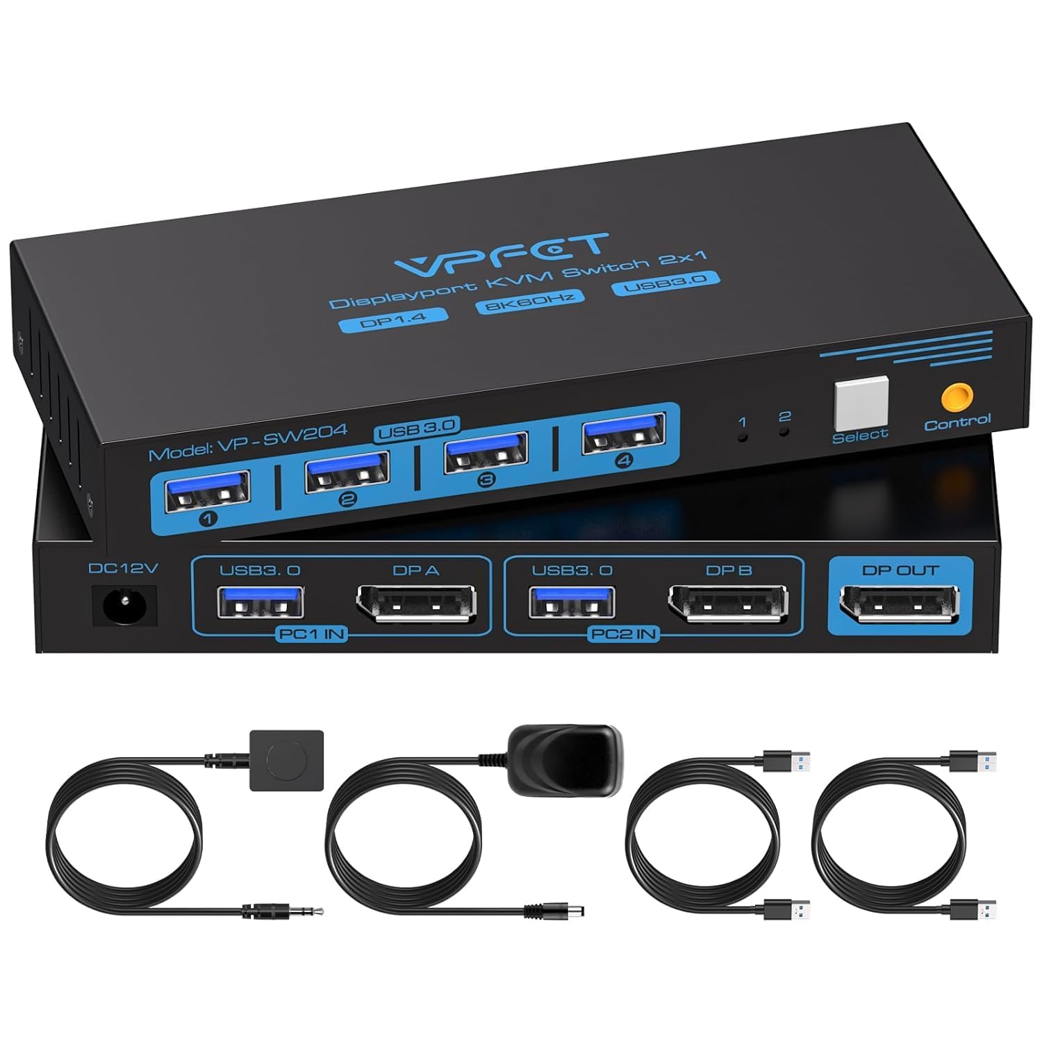 Photo 1 of * *ONLY ONE PIECE8K@60Hz KVM Switch 1 Monitors 2 Computers Displayport 4K@120Hz DP KVM Switches Single Monitor Dual Port for 1 pC/Laptops Share 4 USB 3.0 Ports Support Extended & Duplicate Display Mode