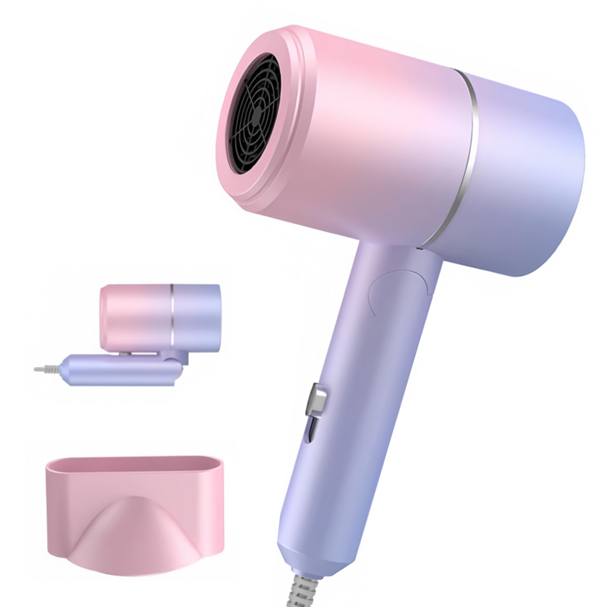 YOZTRS Foldable Ionic Hair Dryer with Diffuser, 800W Fast Drying Blow Dryer, 38000 RPM, Lightweight, Pink Blue, for Home — beauty deal on Shopping With Noya