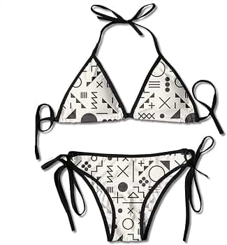 Amazon.co.jp: 幾何学的な線の形のビキニの女性の夏の水着三角トップ