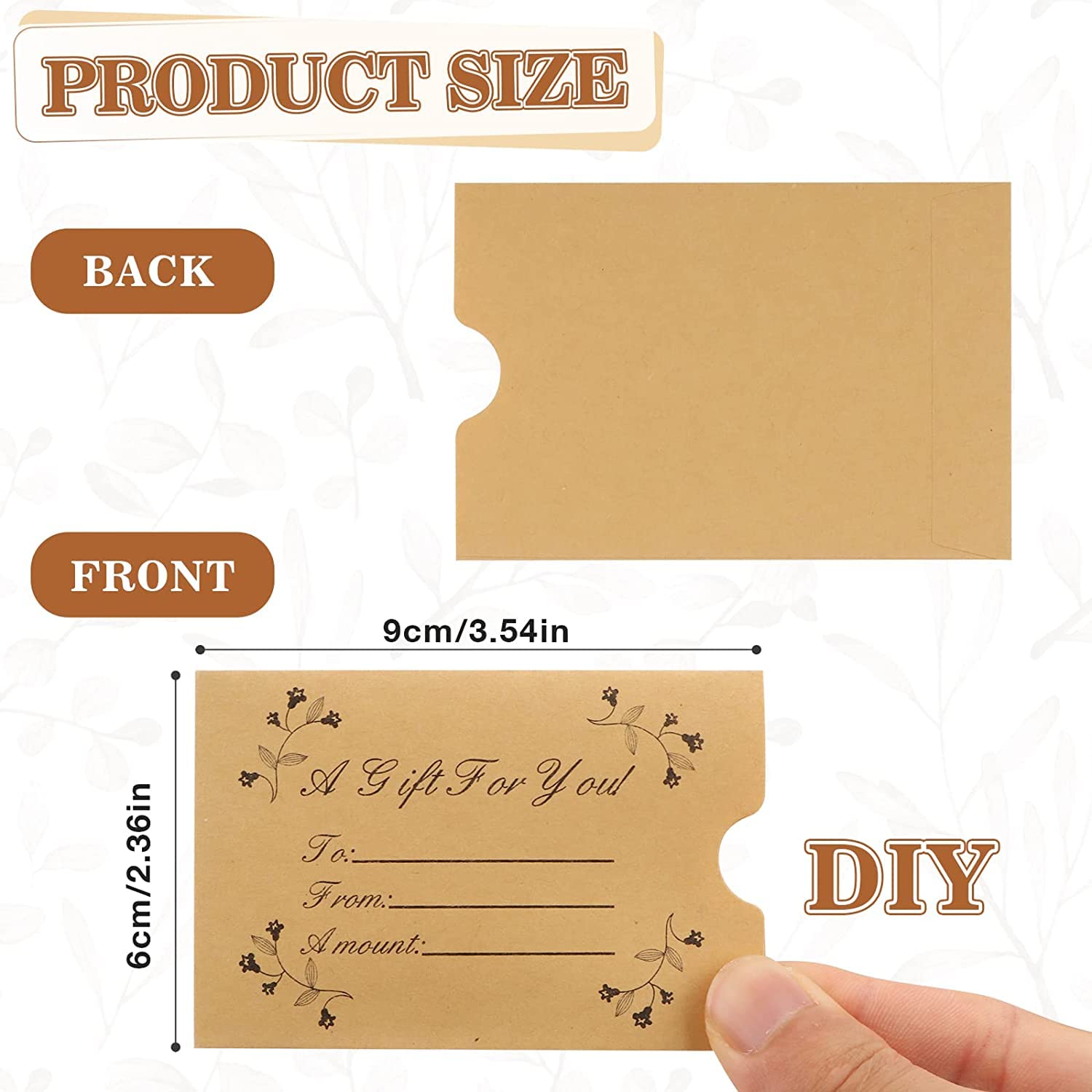 Paquete de 500 fundas para tarjetas de regalo, sobres de papel kraft para regalos y llaves de hotel, protector de tarjetas de crédito de negocios, 3.54 x 2.36 pulgadas