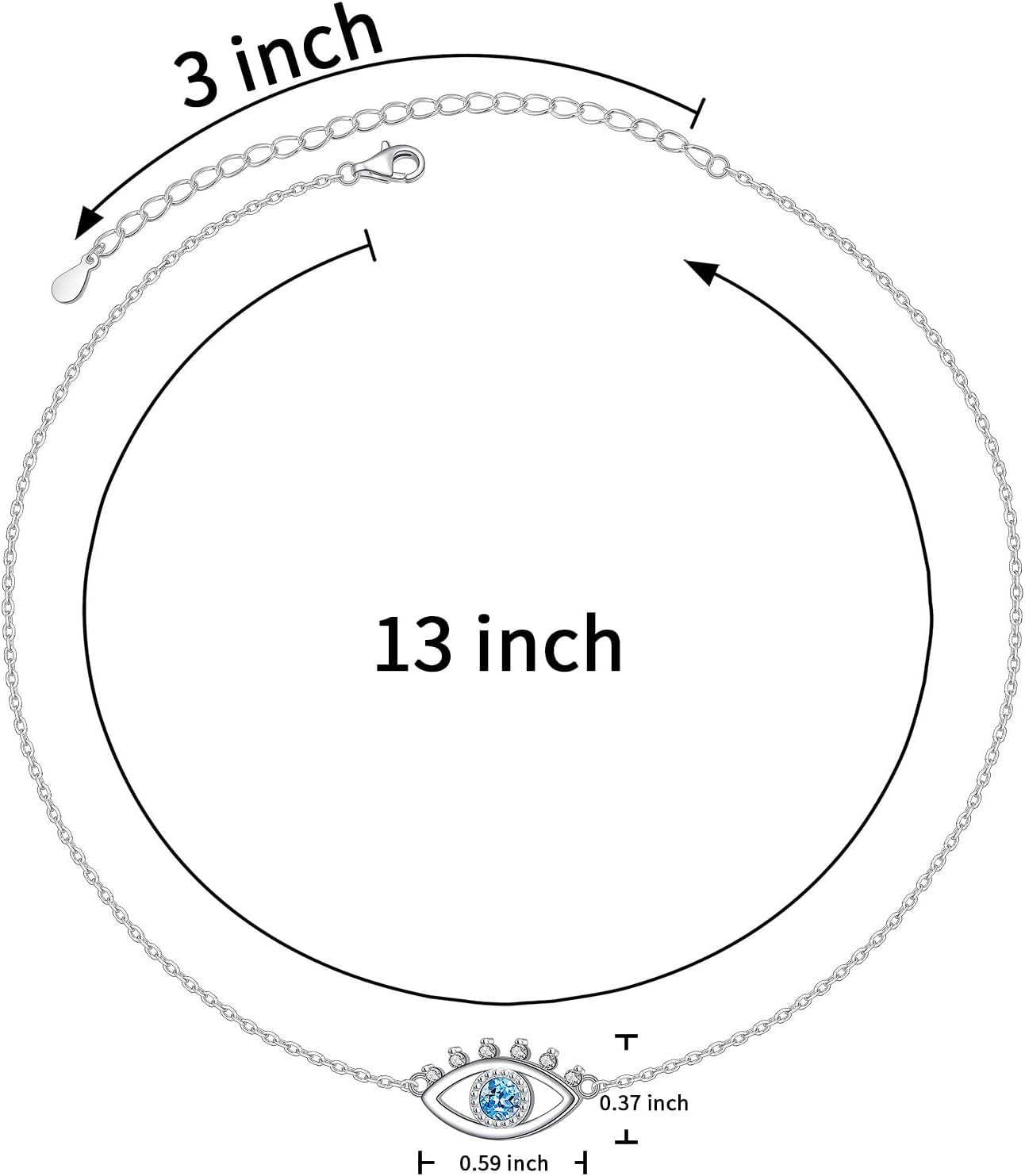 S925 Sterling Silver Evil Eye Hamsa Hand CZ Triple Layered Necklaces for Women - Image 3