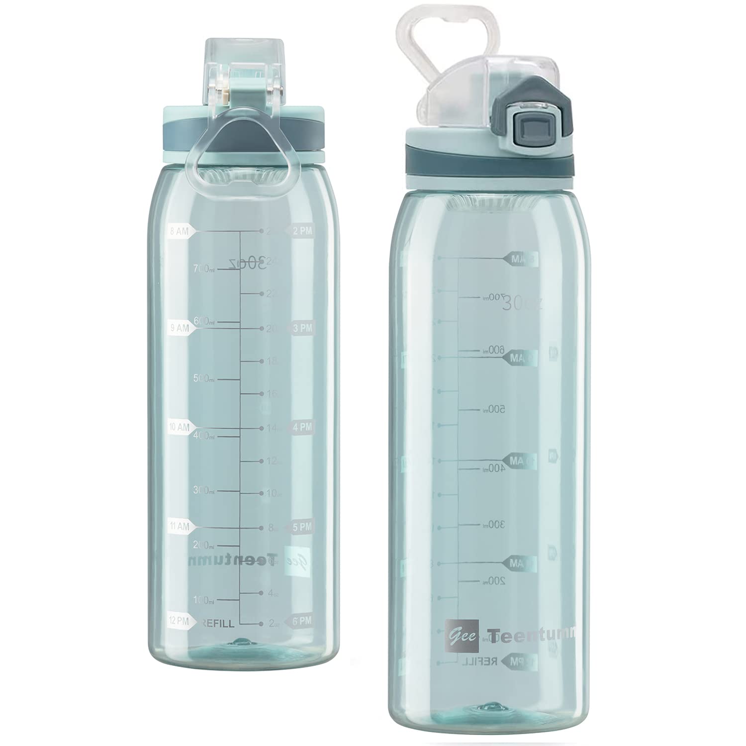 30oz Tritan Water Bottle with Time Marker, 1-Pack, Clear Green